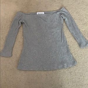 Amour Vert long sleeved off the shoulder gray top